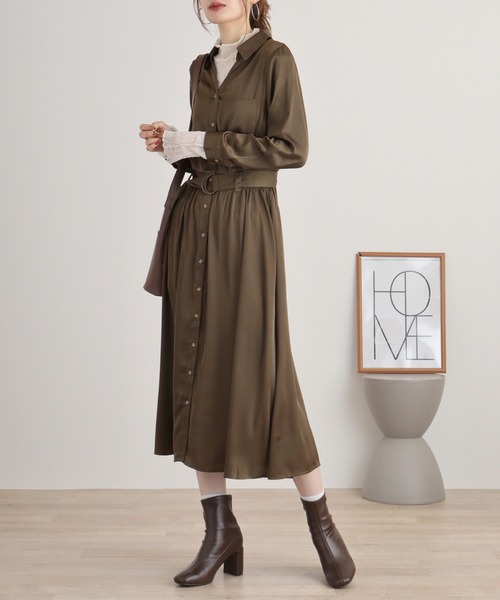 日本未入荷★Karen Millen サテンシャツワンピース 日本未入荷☆Karen Millen 七分袖ペンシルワンピース ワンピース