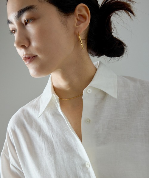 SALON adam et rope' ブラウス シャツ ヘムクロスレースシャツ