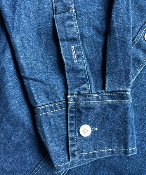 ブラウス シャツ ボタン付きデニム柄シャツ レディース : ZOZOTOWN