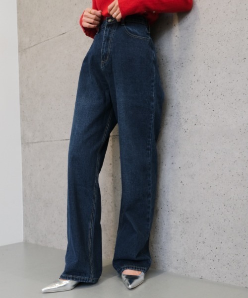 ウォッシュ ワイドジーンズ サイドポケット r-2465 ラグスタイル LUXSTYLE ワイドデニムパンツ/デニムパンツ メンズ