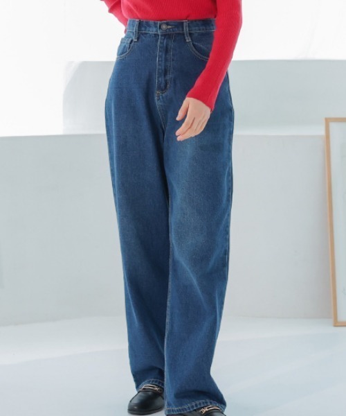 ウォッシュ ワイドジーンズ サイドポケット r-2465 ラグスタイル LUXSTYLE ワイドデニムパンツ/デニムパンツ メンズ