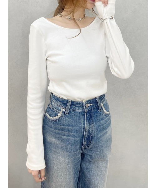 レースグラフィックワイドデニムパンツ EVRIS ジーンズ デニム デニムパンツ 「再生産！」レース