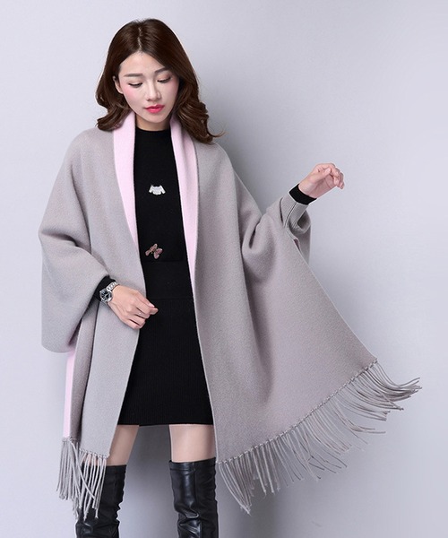 COMME des GARCONS コラボ フリンジストール カーディガン バイカラー