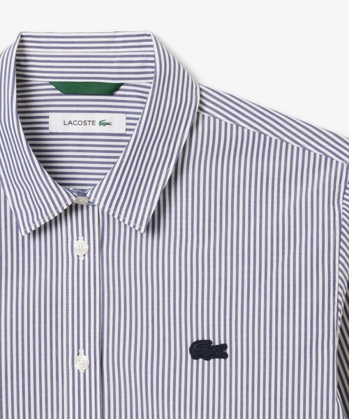 ラコステ レディースストライプシャツ LACOSTE ブラウス シャツ ジャージニットストライプシャツ