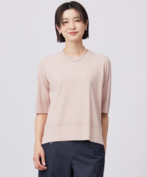ニット セーター 「洗える」RAYON ELITE STRETCH クルーネック ニット レディース