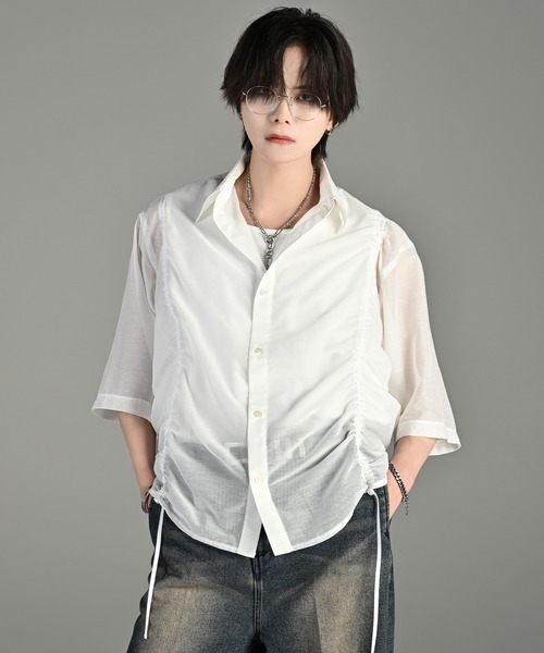ADRER シャツ 25ss loose silhouette lace/sheer shirt / 25SS