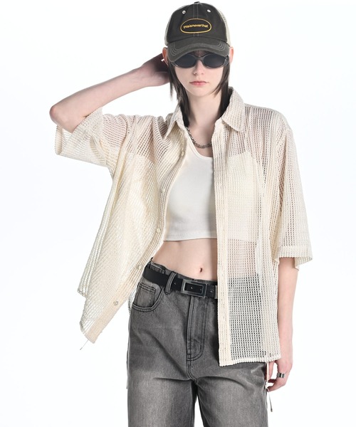シャツ loose silhouette lace/sheer shirt / ルーズシルエットレース/シアーシャツ メンズ レディースの画像