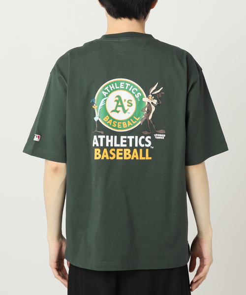 tシャツ 「MLB」Handｗritten styleロゴTシャツ レディース メンズ MLB tシャツ 「MLB×LOONEY」別注 クラック加工 プリントTシャツ