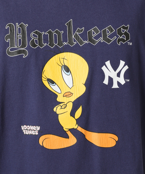 MLB tシャツ 「MLB×LOONEY」別注 クラック加工 プリントTシャツ
