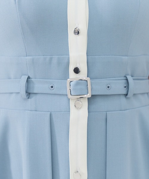 シャツワンピース バイカラー Aライン エレガント 半袖 S~XL axes femme｜柄切替バイカラーシャツワンピ | Rakuten Fashion