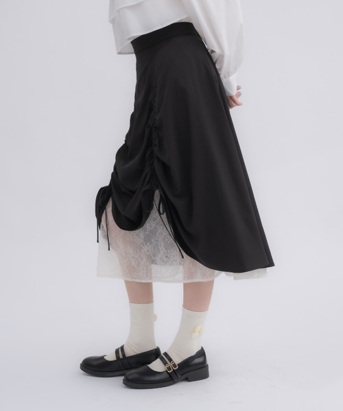 スカート TYPESERVICE Clean Lace Layered Wrap Skirt 5FT1204 スカート lace layered drawstring skirt／レースレイヤード
