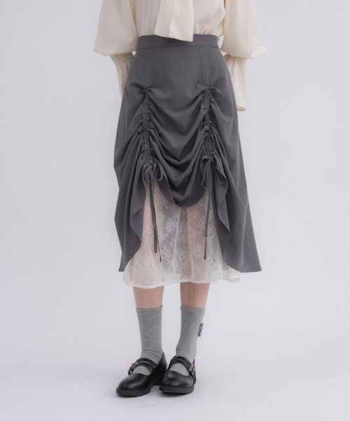 スカート TYPESERVICE Clean Lace Layered Wrap Skirt 5FT1204 スカート lace layered drawstring skirt／レースレイヤード