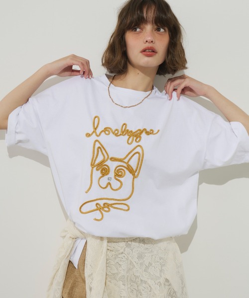 tシャツ コード刺繍ワンニャンTEE レディース Unitage tシャツ コード刺繍ワンニャンTEE レディース
