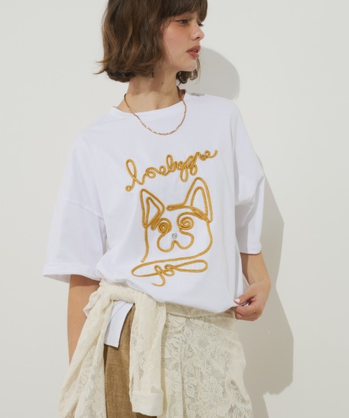 tシャツ pqran CATコード刺繍T レディース Paradise Picnic tシャツ pqran CATコード刺繍T レディース