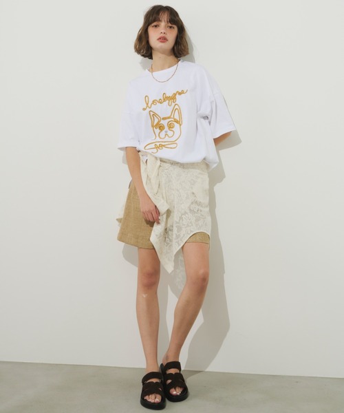 tシャツ コード刺繍ワンニャンTEE レディース Unitage tシャツ コード刺繍ワンニャンTEE レディース