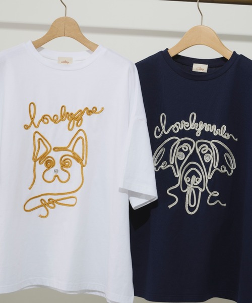 tシャツ コード刺繍ワンニャンTEE レディース Unitage tシャツ コード刺繍ワンニャンTEE レディース