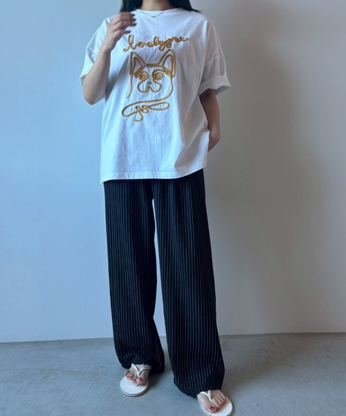 tシャツ コード刺繍ワンニャンTEE レディース Unitage tシャツ コード刺繍ワンニャンTEE レディース