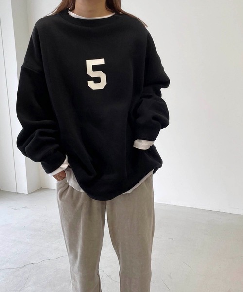 「CANAL JEAN」 「1975」スウェットカットソー LARGE ブラック レディース