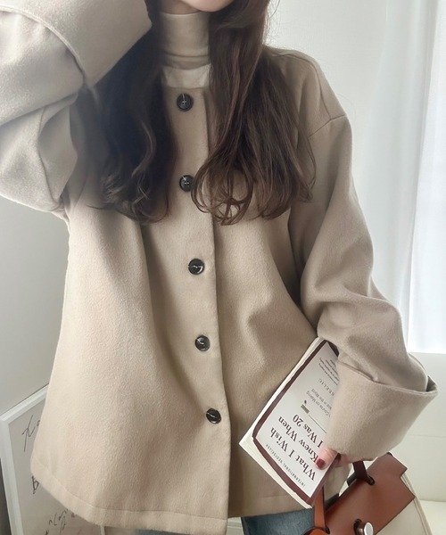 「LAUIR」 ノーカラージャケット MEDIUM ブラック レディース_画像5