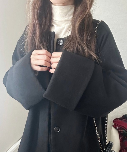 「LAUIR」 ノーカラージャケット MEDIUM ブラック レディース_画像7