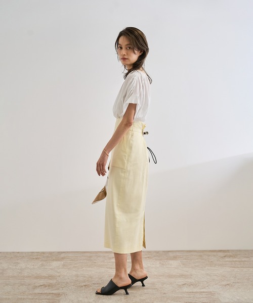 【ホワイト（10）】【洗える】クリア天竺ギャザー半袖プルオーバー/お仕事服 ROPE'｜【洗える】クリア天竺ギャザー半袖プルオーバー/お仕事服