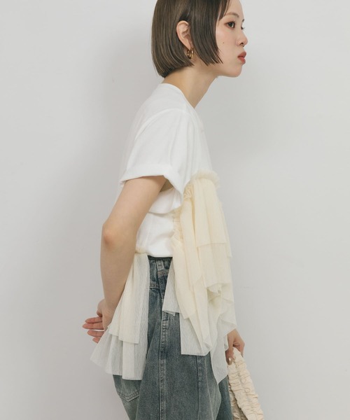 KBF tシャツ アシメフリルドッキングTEE レディース : ZOZOTOWN