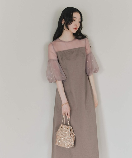 kaeneドレス kaene ドレス デザインオーガンミックスドレス : ZOZOTOWN Yahoo