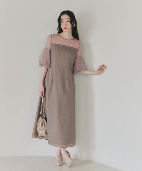 kaene ドレス デザインオーガンミックスドレス : ZOZOTOWN Yahoo