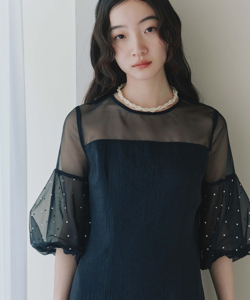 kaeneドレス kaene ドレス デザインオーガンミックスドレス : ZOZOTOWN Yahoo