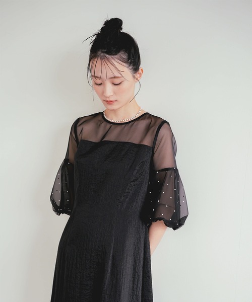 kaene ドレス デザインオーガンミックスドレス : ZOZOTOWN Yahoo