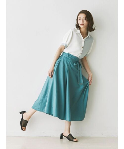 TONAL ブラウス シャツ バイカラーサテンスキッパーブラウス