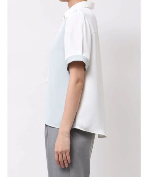 TONAL ブラウス シャツ バイカラーサテンスキッパーブラウス
