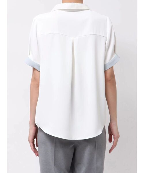 TONAL ブラウス シャツ バイカラーサテンスキッパーブラウス