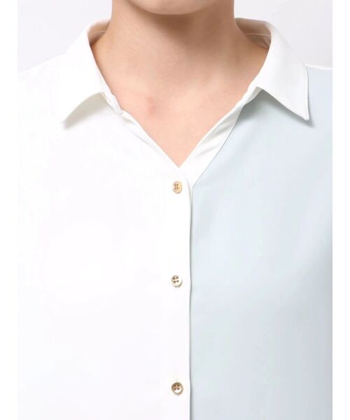 See'sShopサテン TEEブラウス TONAL ブラウス シャツ バイカラーサテンスキッパーブラウス