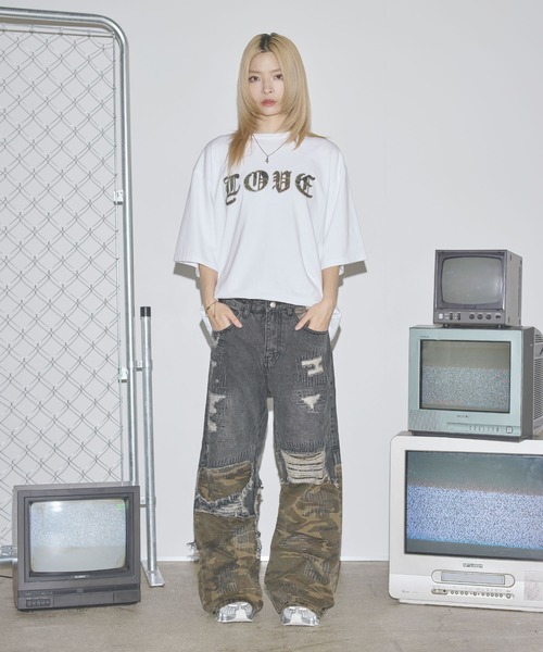 ジーンズ リメイク風ダメージデニム「UNISEX」 メンズ
