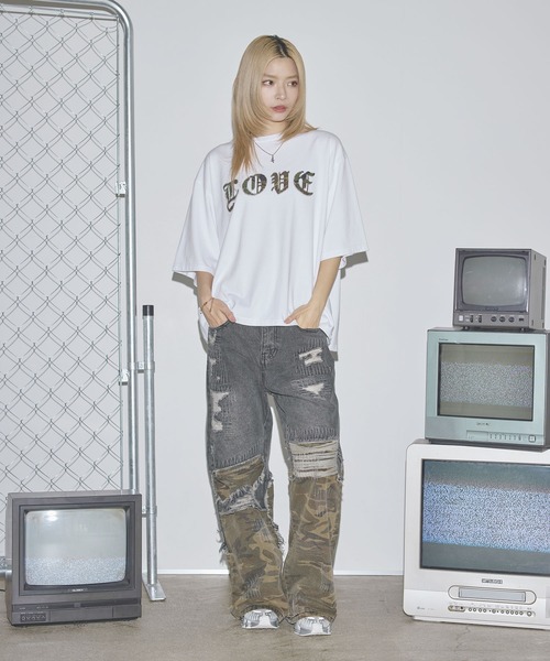 ジーンズ リメイク風ダメージデニム「UNISEX」 メンズ レディース