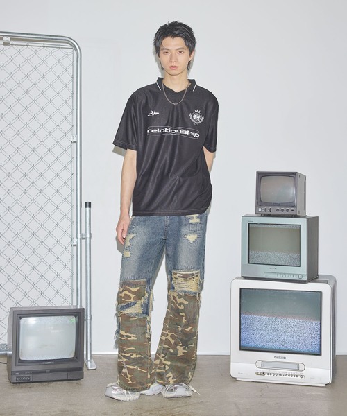 ジーンズ リメイク風ダメージデニム「UNISEX」 メンズ