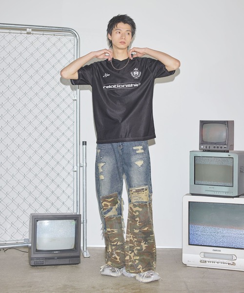 ジーンズ リメイク風ダメージデニム「UNISEX」 メンズ