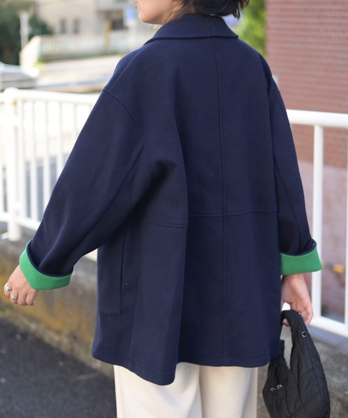 「&HALF」 「noa-ge」ステンカラーコート L ネイビー レディース_画像3
