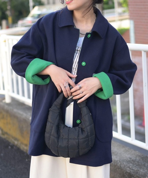 「&HALF」 「noa-ge」ステンカラーコート L ネイビー レディース_画像4