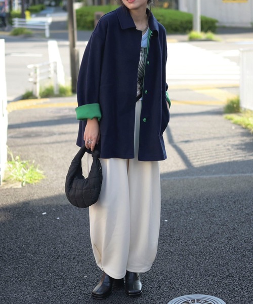 「&HALF」 「noa-ge」ステンカラーコート L ネイビー レディース_画像6