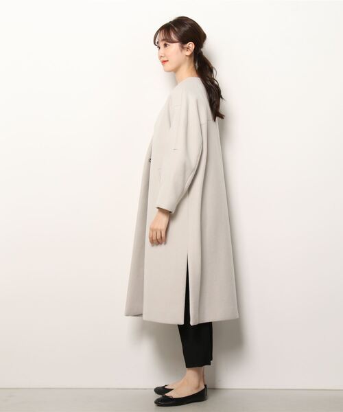 「green label relaxing」 ノーカラーコート X-SMALL オフホワイト レディース_画像2