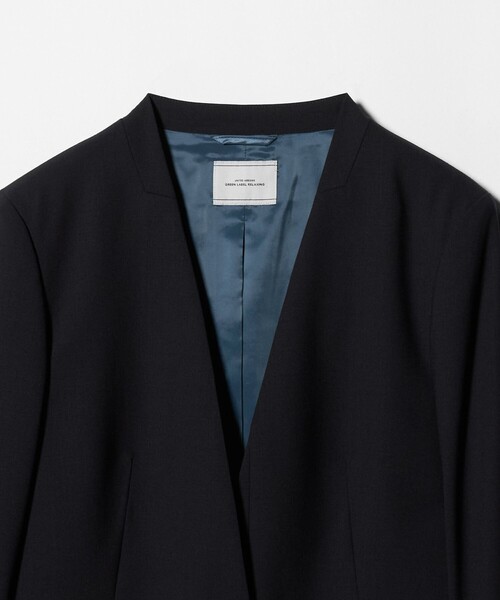 GREEN LABEL RELAXING ノーカラージャケット 38 ネイビー green label relaxing ジャケット ノーカラージャケット