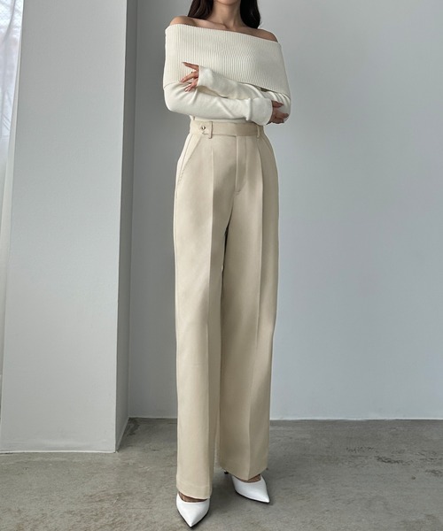 Louere（ルエレ） スラックス パンツ ベルトデザインパンツ レディース