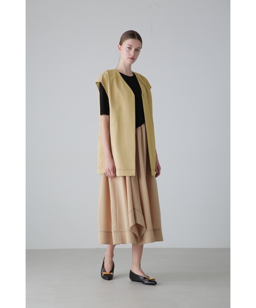 美品☆ADORE アドーア　モダールエステルジャケット　ベージュ　36 ADORE（アドーア） ジャケット ノーカラージャケット ドライタッチ