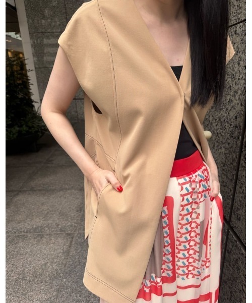 【美品】 ADORE(アドーア) ノーカラージャケット リネンコットン ショート 美品】 ADORE(アドーア) ノーカラージャケット リネンコットン ショート