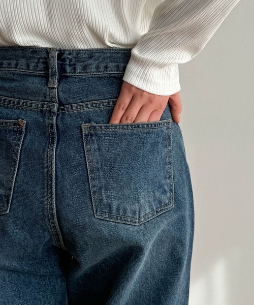 「CANAL JEAN」 加工デニムパンツ SMALL インディゴブルー レディース