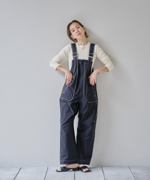Today full サロペット　美品 美品 todayful frontzip cotton salopette ブラック 黒