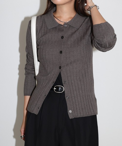 Aimeine 襟付きリブニットカーディガン Information】 10.19(thu.)19:00 明日、完売しておりました 襟