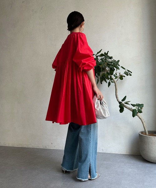 「DouDou」 加工デニムパンツ 36 スカイブルー レディース_画像6